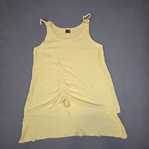 Oh My Gauze! Womens Dress Yellow Sleeveless Ruched Tie Front Asymmetrical